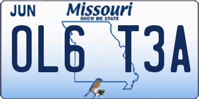 MO license plate OL6T3A