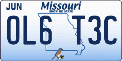 MO license plate OL6T3C