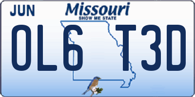 MO license plate OL6T3D