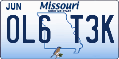 MO license plate OL6T3K