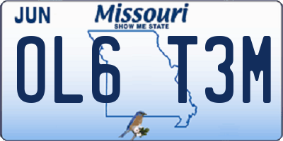 MO license plate OL6T3M