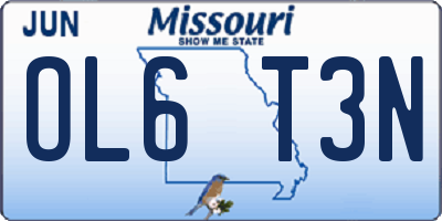 MO license plate OL6T3N