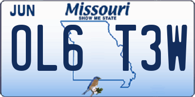 MO license plate OL6T3W