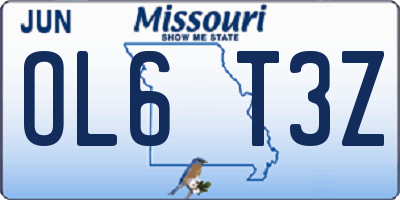 MO license plate OL6T3Z
