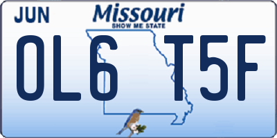 MO license plate OL6T5F