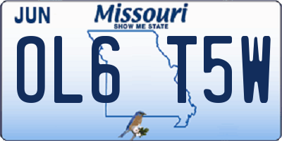 MO license plate OL6T5W