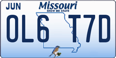 MO license plate OL6T7D