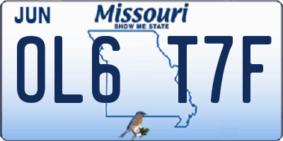 MO license plate OL6T7F