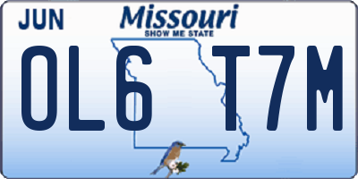 MO license plate OL6T7M