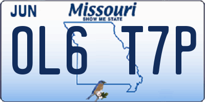 MO license plate OL6T7P