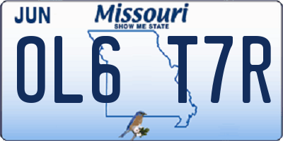 MO license plate OL6T7R