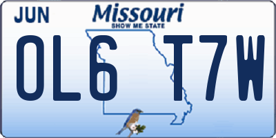 MO license plate OL6T7W