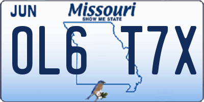 MO license plate OL6T7X
