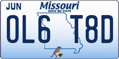 MO license plate OL6T8D