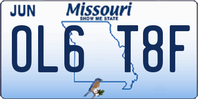 MO license plate OL6T8F