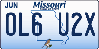 MO license plate OL6U2X