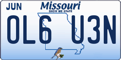 MO license plate OL6U3N