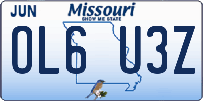 MO license plate OL6U3Z