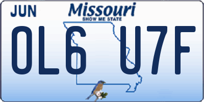 MO license plate OL6U7F