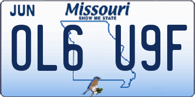 MO license plate OL6U9F
