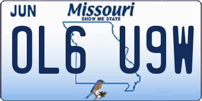 MO license plate OL6U9W