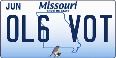 MO license plate OL6V0T