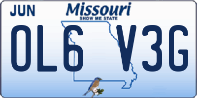 MO license plate OL6V3G