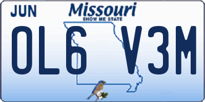 MO license plate OL6V3M