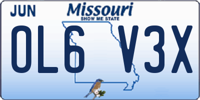 MO license plate OL6V3X