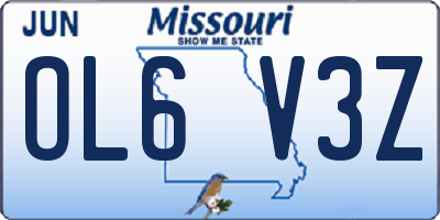 MO license plate OL6V3Z