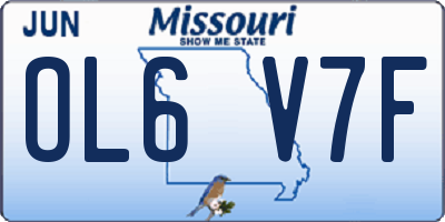 MO license plate OL6V7F
