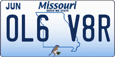 MO license plate OL6V8R