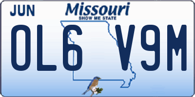 MO license plate OL6V9M