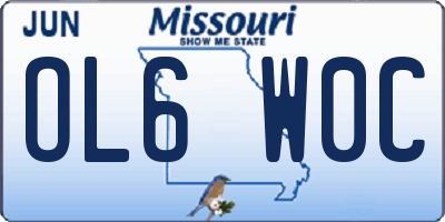 MO license plate OL6W0C