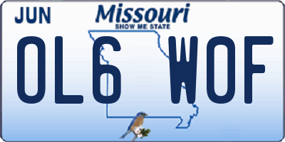 MO license plate OL6W0F