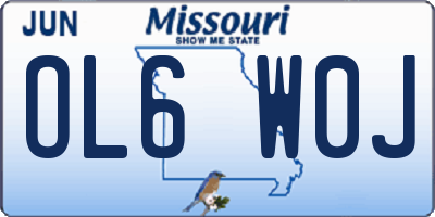 MO license plate OL6W0J
