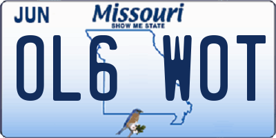 MO license plate OL6W0T