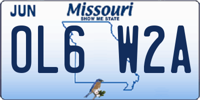 MO license plate OL6W2A