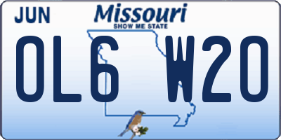 MO license plate OL6W2O