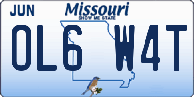 MO license plate OL6W4T
