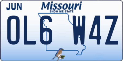 MO license plate OL6W4Z