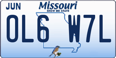 MO license plate OL6W7L
