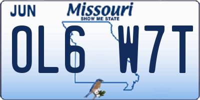 MO license plate OL6W7T