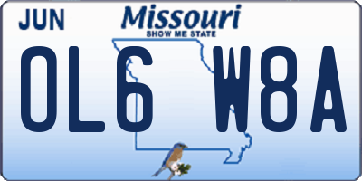 MO license plate OL6W8A