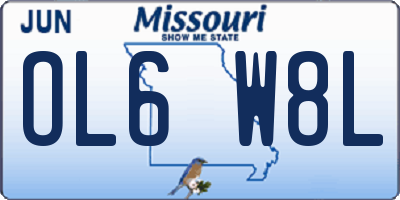 MO license plate OL6W8L