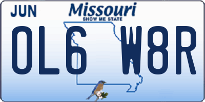 MO license plate OL6W8R