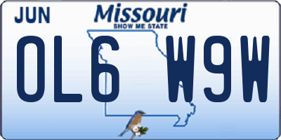 MO license plate OL6W9W
