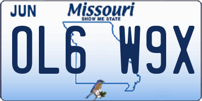 MO license plate OL6W9X