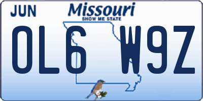 MO license plate OL6W9Z