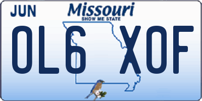 MO license plate OL6X0F